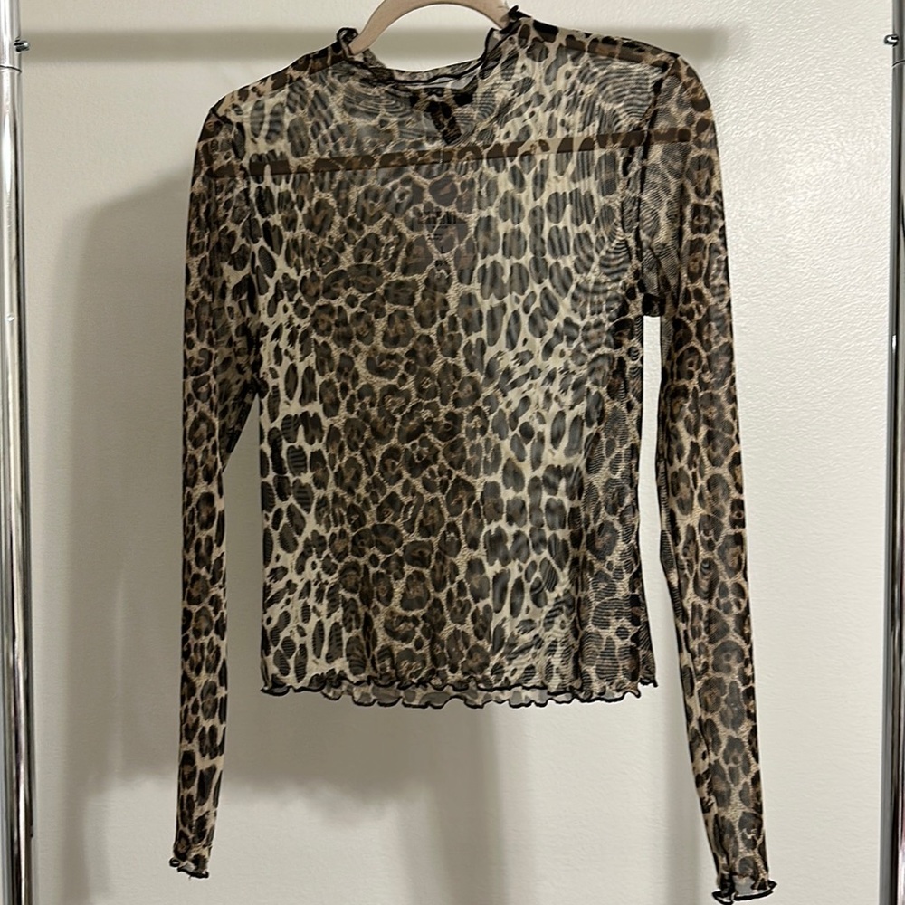 Brand new with tag sheer cheetah top long sleeve